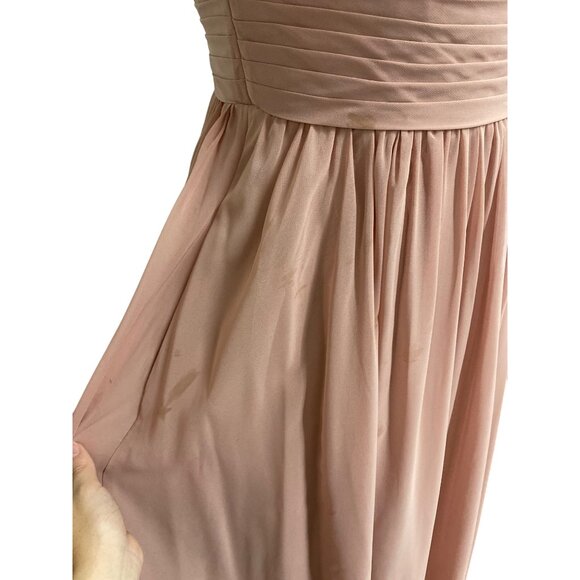 Azazie Womens A2 One-Shoulder Pleated Gown Blush Pink - Picture 11 of 16